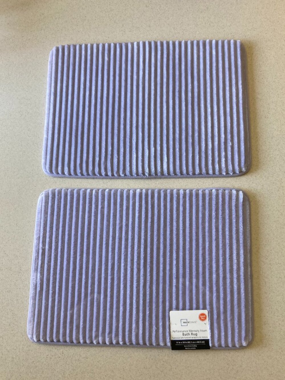 NWT Mainstays Performance Quick Dry Memory Foam Two  Bath Mats - Lavender